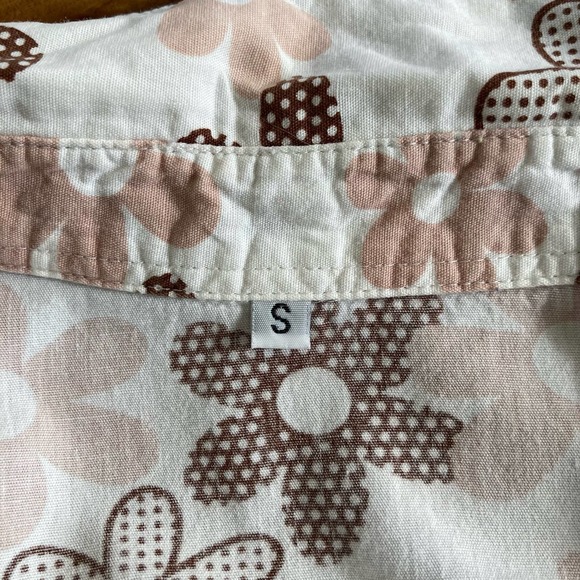 Vintage Womens 90s Does 70s Brown Flower Power Blouse Top // Size Small - Picture 5 of 5